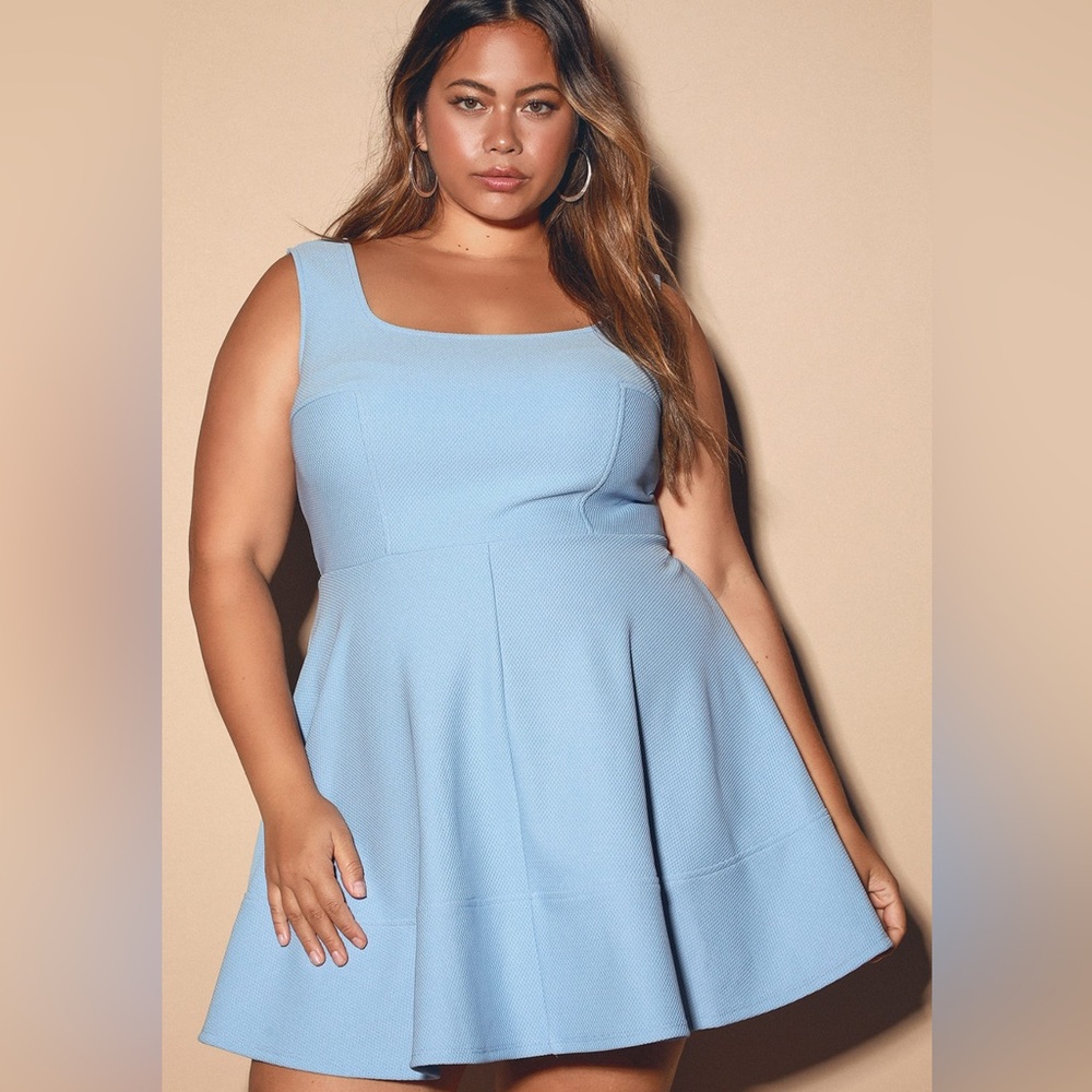 Lulus Women's Home Before Daylight Periwinkle Skater Dress size Extra Large